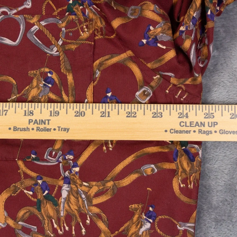 VTG Palladium Button Down Shirt Polo Print Mens L Burgundy Cotton USA